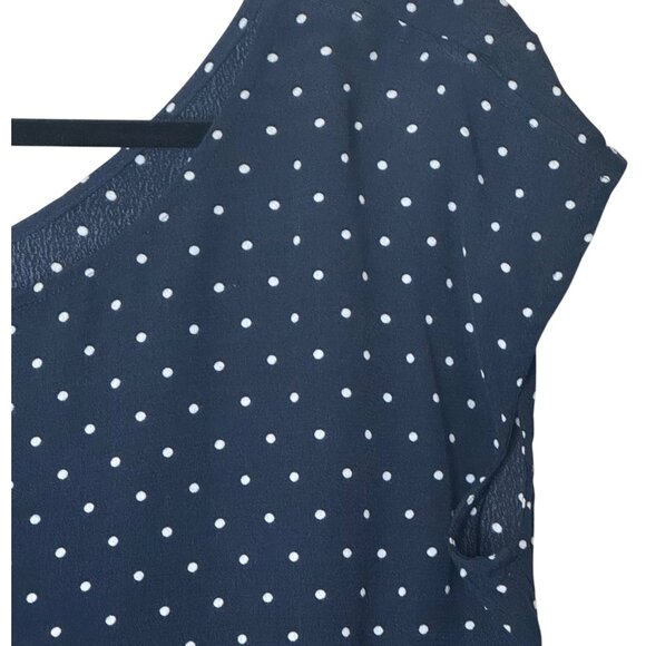 Madewell Navy Polka Dot Cap Sleeve Dress Size S 100% Viscose Pullover Minimalist - Picture 4 of 8